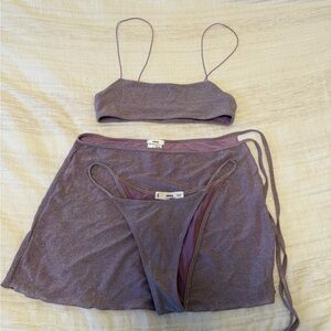 Mango Purple bikini with tie skirt cover up